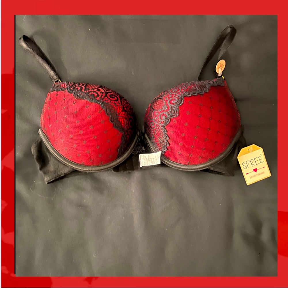 New! SPREE INTIMATES padded BRA 36C. Burgundy with black lace.